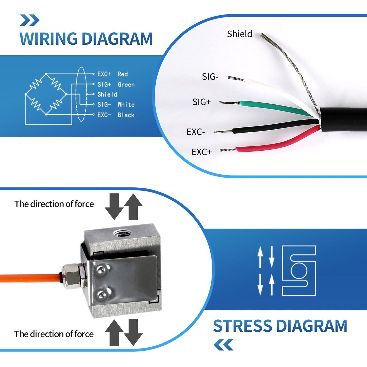 HGWS Mini S Type Load Cell Sensor, Range 5kg-50kg, 5-15V, 30mm*25mm*15mm