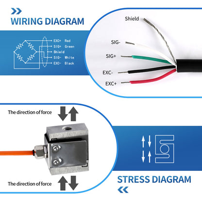 HGWS Mini S Type Load Cell Sensor, Range 5kg-50kg, 5-15V, 30mm*25mm*15mm